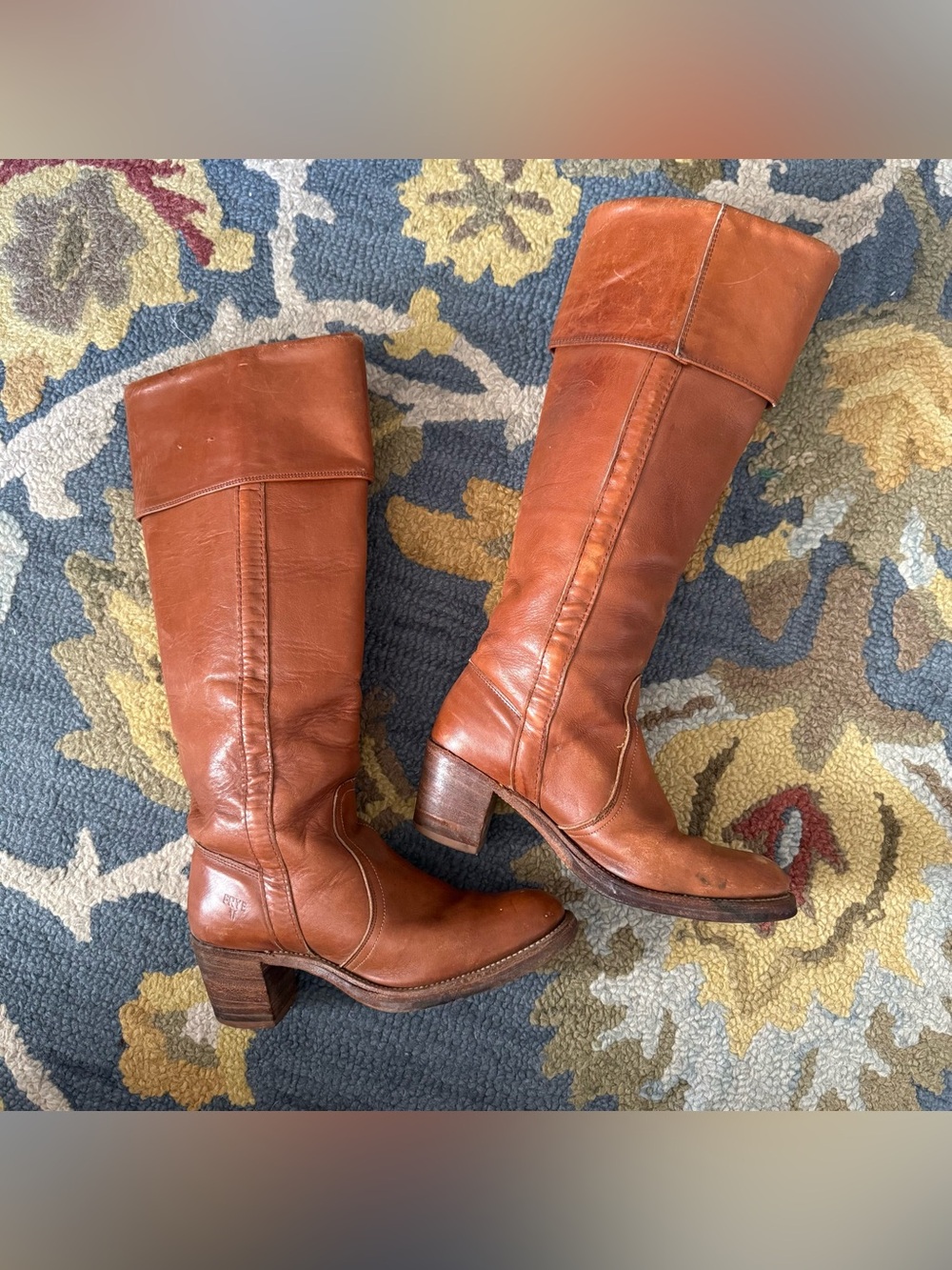 Frye Vintage Women's Tall Leather Heeled Boots - Cognac Brown